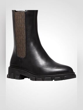 Michael Kors | MK Ridley Chelsea logo Mid Calf Black Leather Boot NWOB 6.5